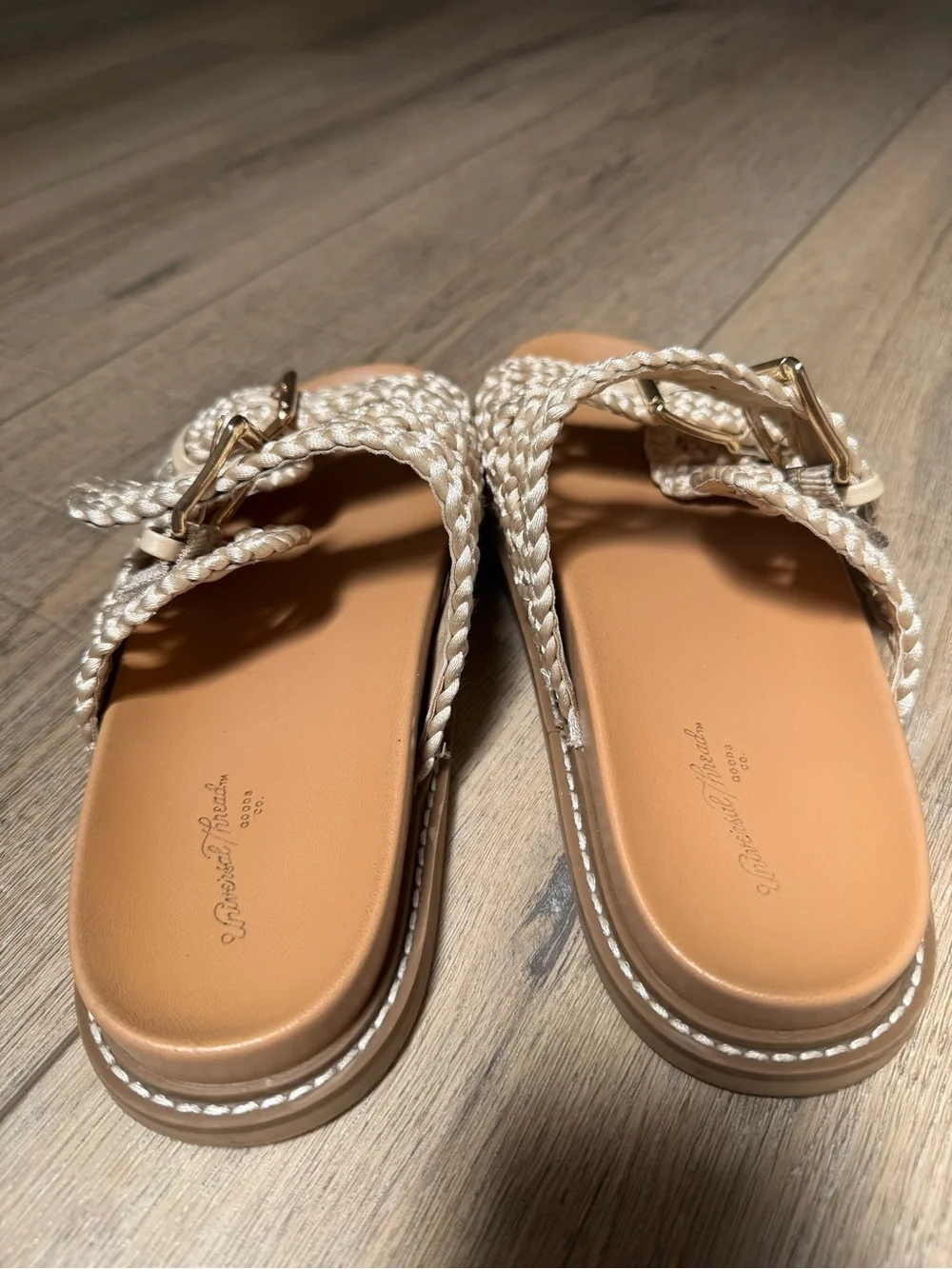Universal Thread Cream Braided Double-Buckle Slide Sandals